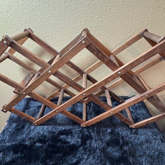 Vintage Wooden Collapsible Wine Rack For 10 Bottles - Picture 1 of 5